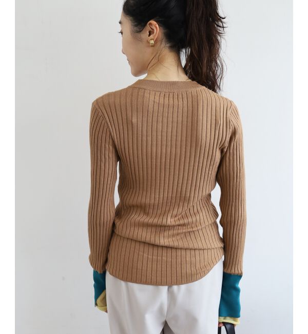  「《WEB限定アイテム》レイヤードカフス配色リブニット」|ニット・セーター|