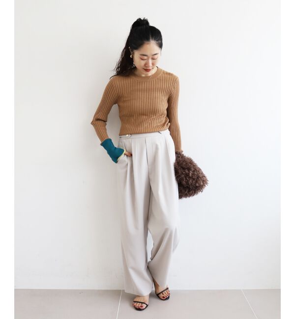  「《WEB限定アイテム》レイヤードカフス配色リブニット」|ニット・セーター|