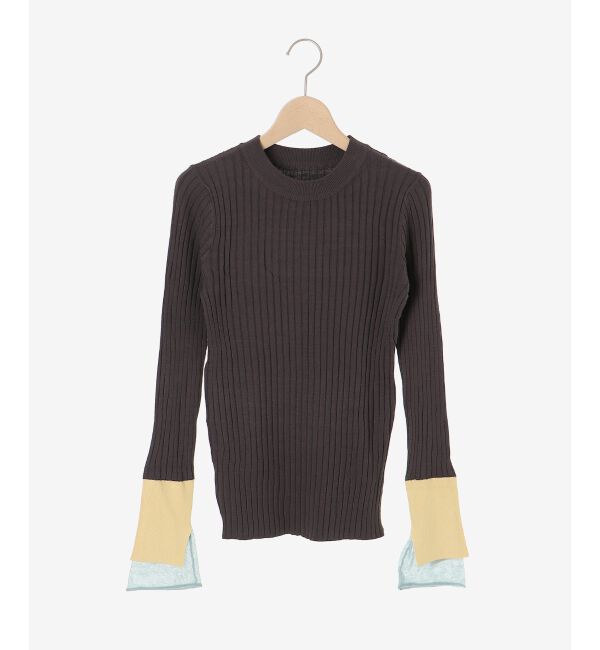  「《WEB限定アイテム》レイヤードカフス配色リブニット」|ニット・セーター|