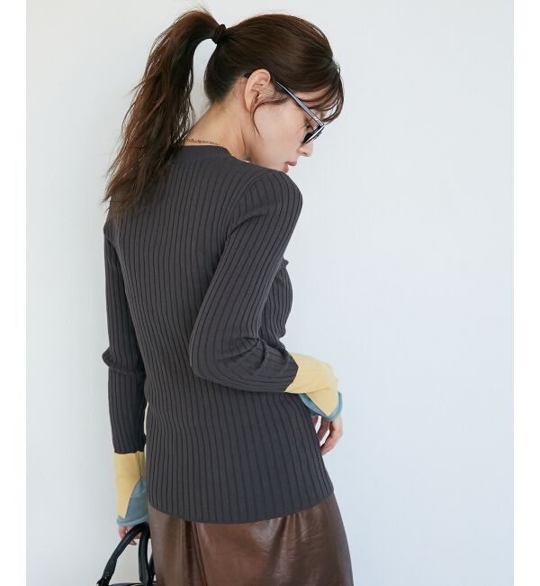  「《WEB限定アイテム》レイヤードカフス配色リブニット」|ニット・セーター|