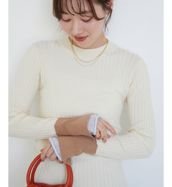  「《WEB限定アイテム》レイヤードカフス配色リブニット」|ニット・セーター|