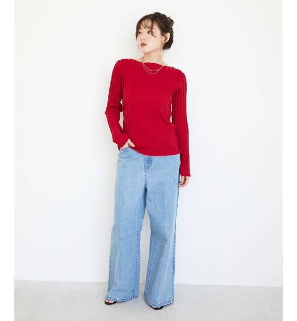  「《手洗い可能》ボートネックリブニット」|ニット・セーター|