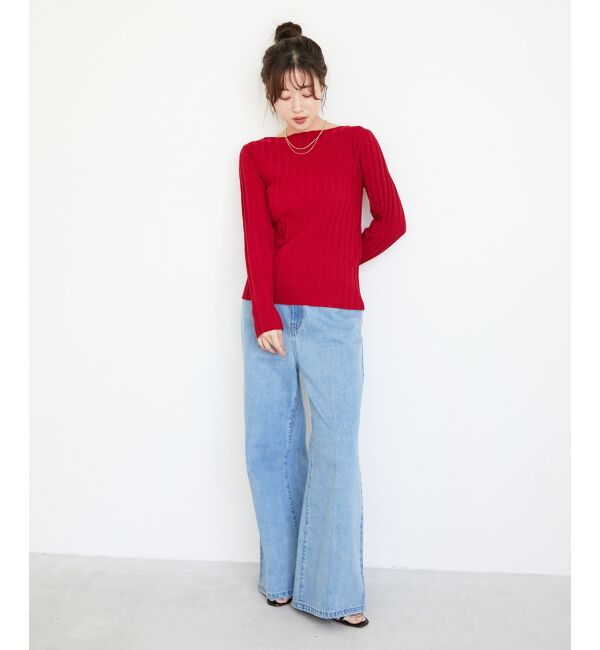  「《手洗い可能》ボートネックリブニット」|ニット・セーター|