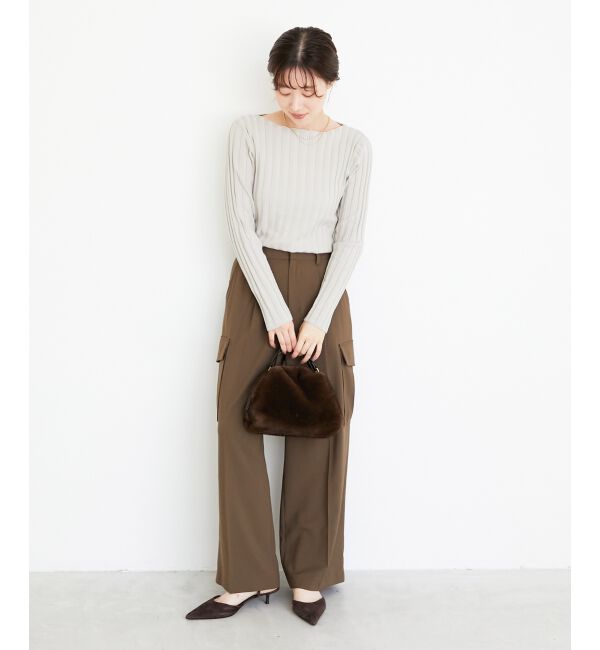  「《手洗い可能》ボートネックリブニット」|ニット・セーター|