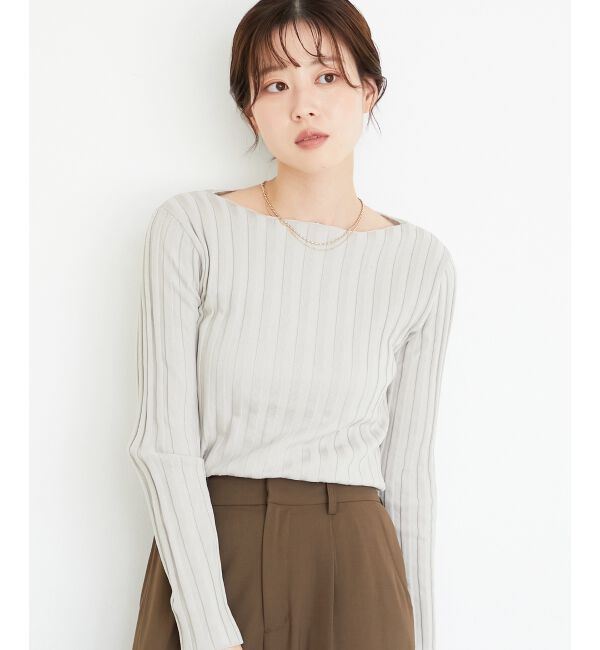  「《手洗い可能》ボートネックリブニット」|ニット・セーター|