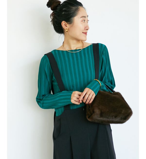  「《手洗い可能》ボートネックリブニット」|ニット・セーター|