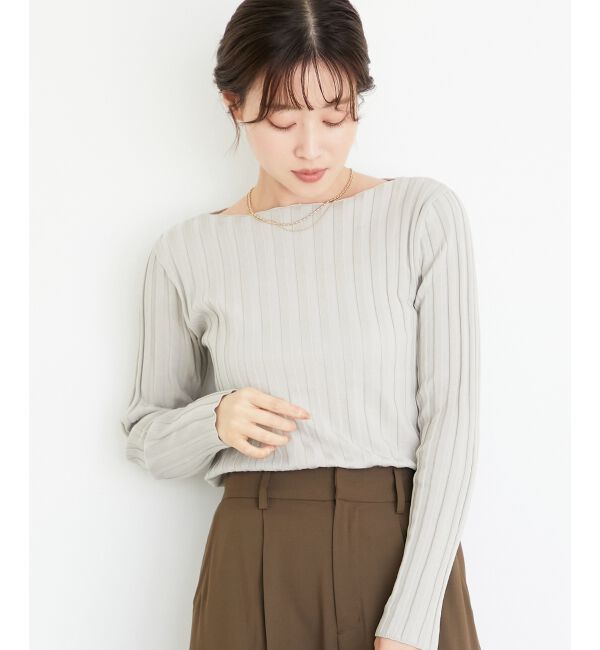  「《手洗い可能》ボートネックリブニット」|ニット・セーター|