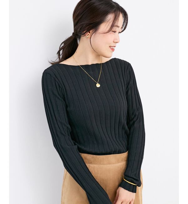  「《手洗い可能》ボートネックリブニット」|ニット・セーター|