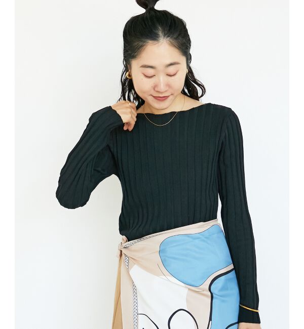  「《手洗い可能》ボートネックリブニット」|ニット・セーター|