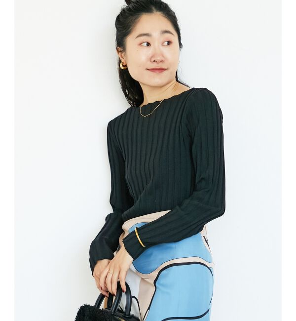  「《手洗い可能》ボートネックリブニット」|ニット・セーター|