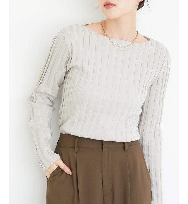  「《手洗い可能》ボートネックリブニット」|ニット・セーター|