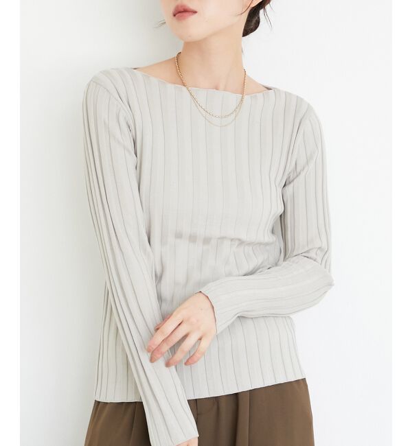  「《手洗い可能》ボートネックリブニット」|ニット・セーター|