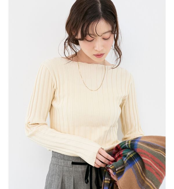  「《手洗い可能》ボートネックリブニット」|ニット・セーター|