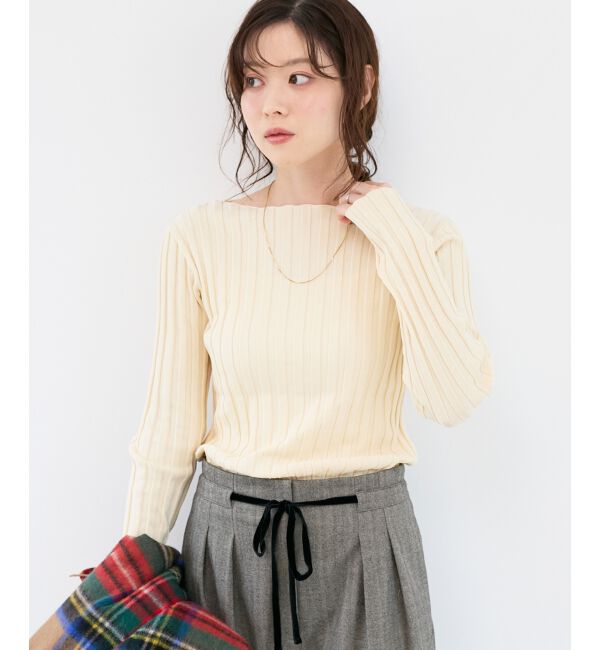  「《手洗い可能》ボートネックリブニット」|ニット・セーター|