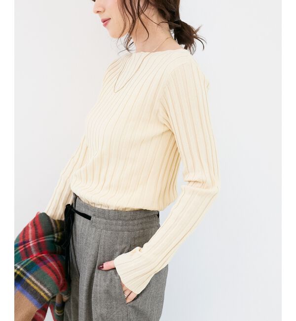  「《手洗い可能》ボートネックリブニット」|ニット・セーター|