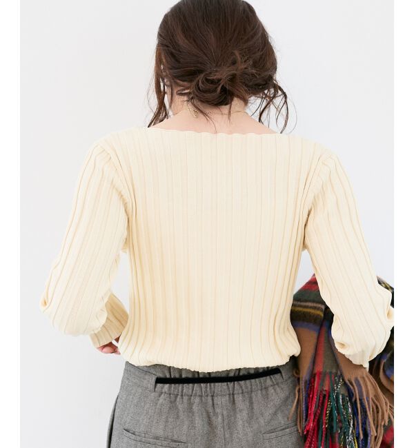  「《手洗い可能》ボートネックリブニット」|ニット・セーター|