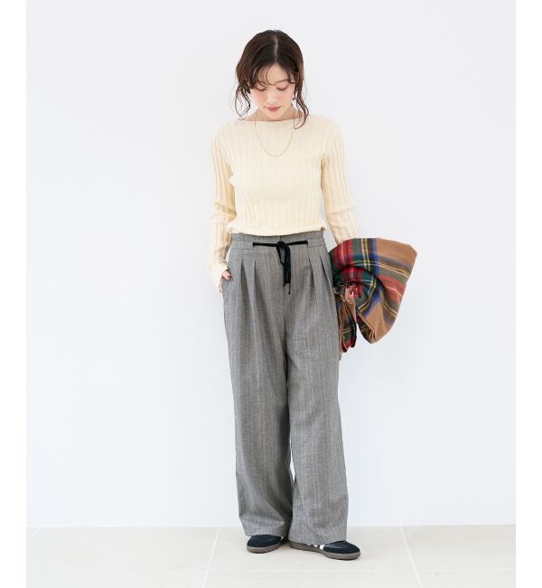  「《手洗い可能》ボートネックリブニット」|ニット・セーター|