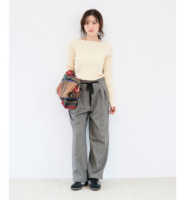  「《手洗い可能》ボートネックリブニット」|ニット・セーター|