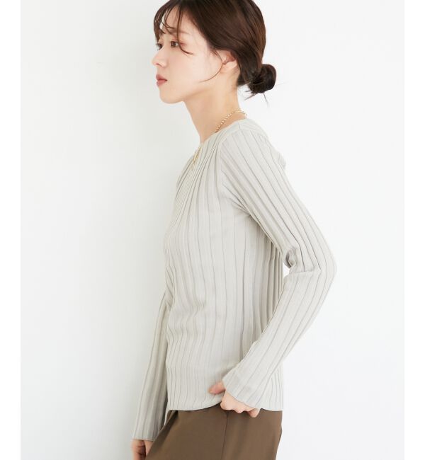  「《手洗い可能》ボートネックリブニット」|ニット・セーター|