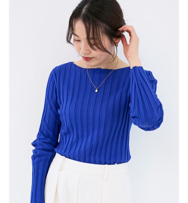  「《手洗い可能》ボートネックリブニット」|ニット・セーター|