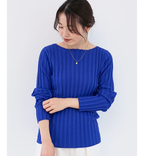  「《手洗い可能》ボートネックリブニット」|ニット・セーター|