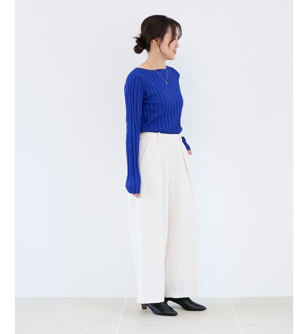  「《手洗い可能》ボートネックリブニット」|ニット・セーター|