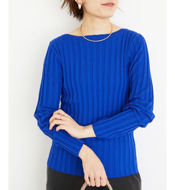  「《手洗い可能》ボートネックリブニット」|ニット・セーター|