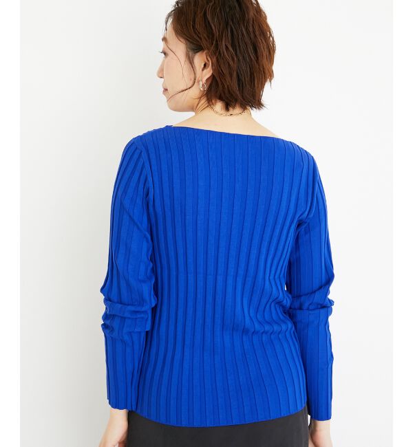  「《手洗い可能》ボートネックリブニット」|ニット・セーター|