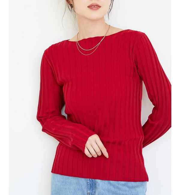  「《手洗い可能》ボートネックリブニット」|ニット・セーター|