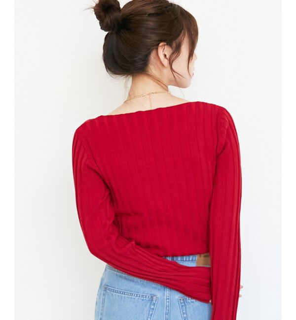  「《手洗い可能》ボートネックリブニット」|ニット・セーター|