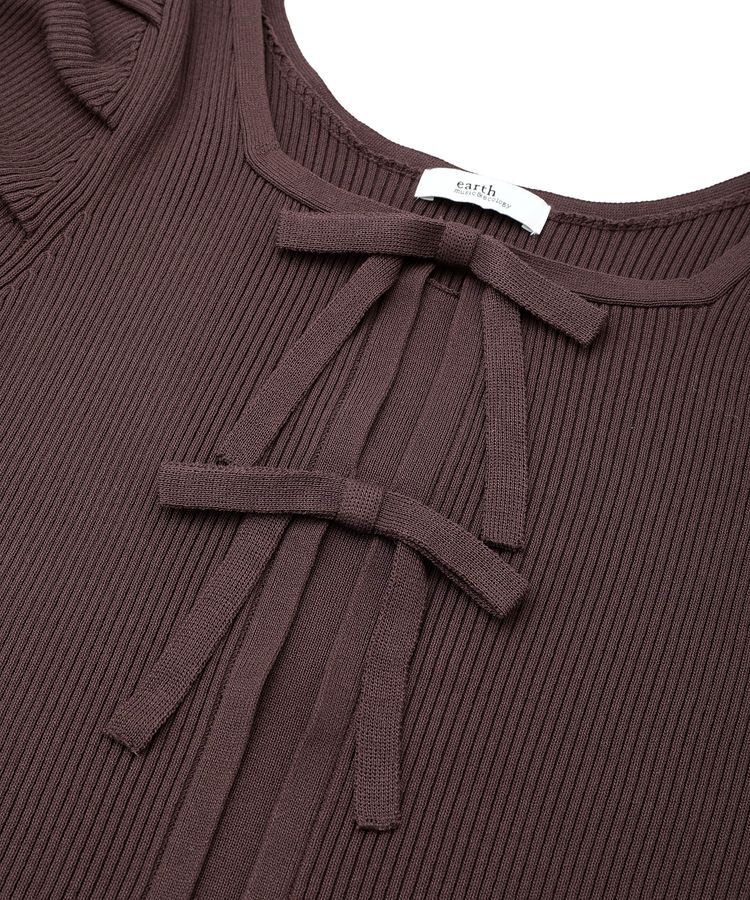earth music&ecology「レイヤード風ギャザーショルダーリブニット」|ニット・セーター|