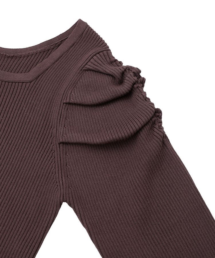 earth music&ecology「レイヤード風ギャザーショルダーリブニット」|ニット・セーター|