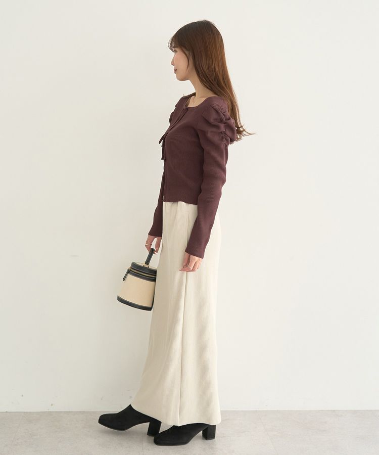 earth music&ecology「レイヤード風ギャザーショルダーリブニット」|ニット・セーター|