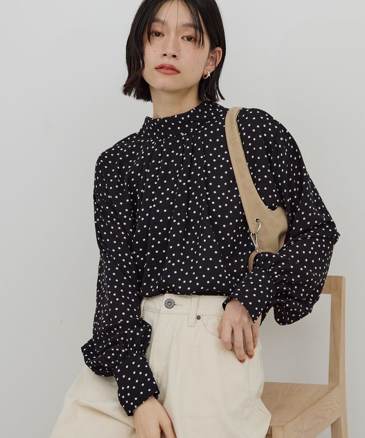 AMERICAN HOLIC「【イージーケア】ドット柄ボウタイブラウス」|シャツ・ブラウス|