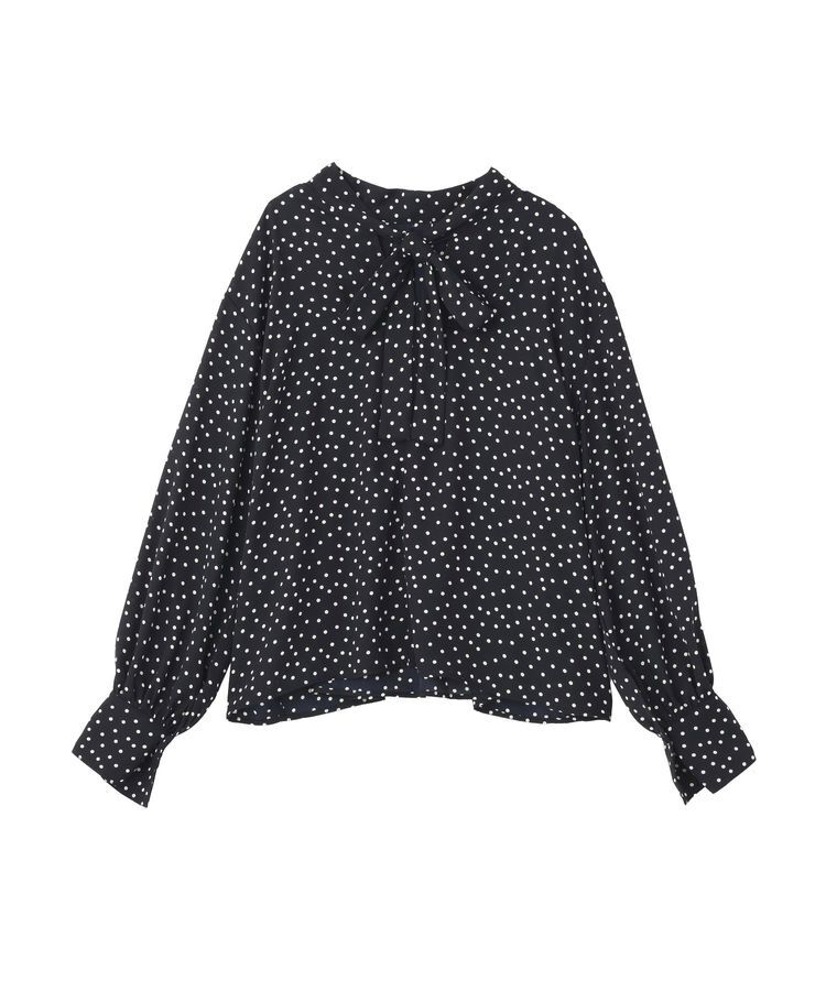 AMERICAN HOLIC「【イージーケア】ドット柄ボウタイブラウス」|シャツ・ブラウス|