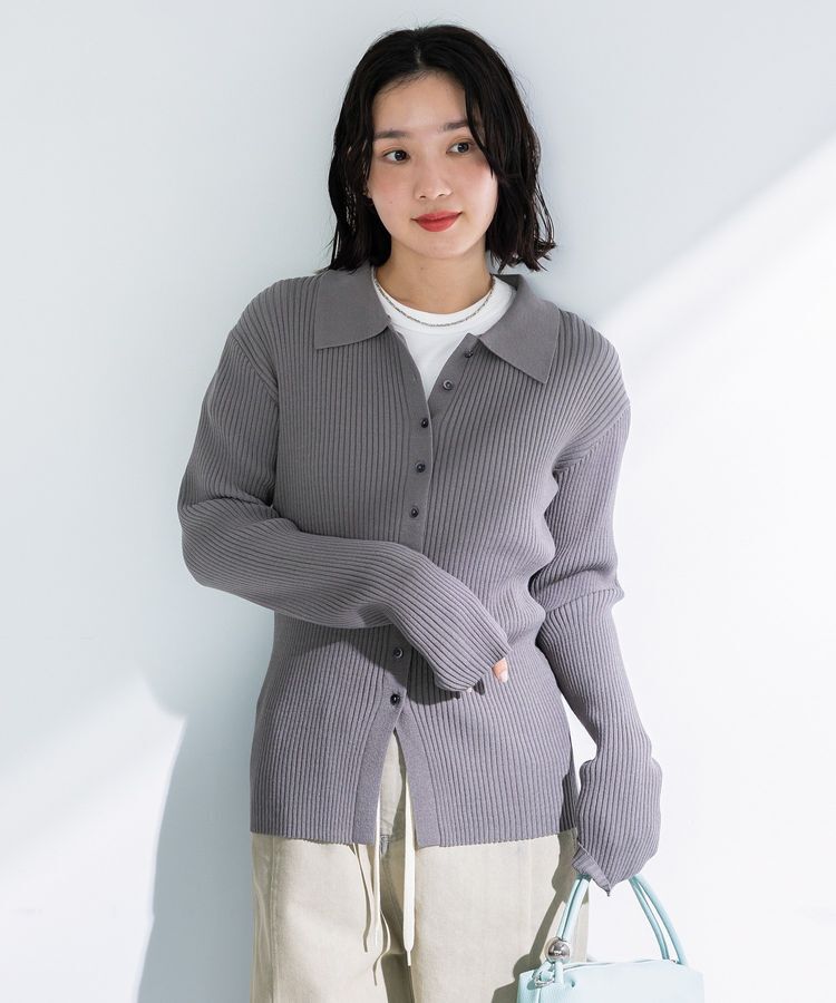 Green Parks「襟付きリブニットカーディガン」|カーディガン|