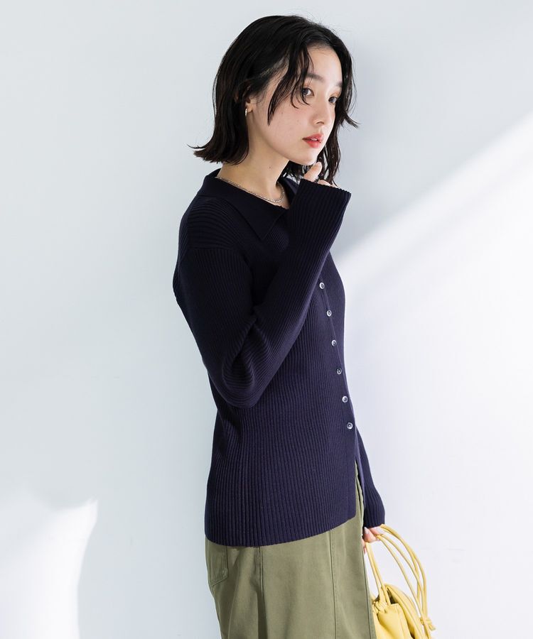 Green Parks「襟付きリブニットカーディガン」|カーディガン|