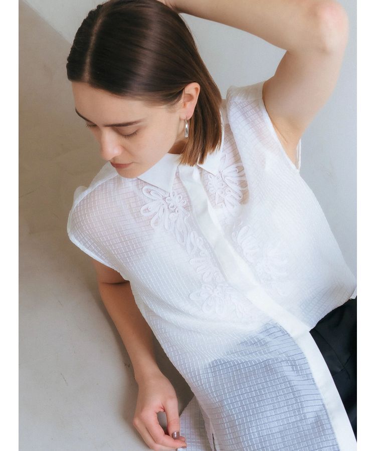 YECCA VECCA「コード刺繍シアーブラウス」|シャツ・ブラウス|
