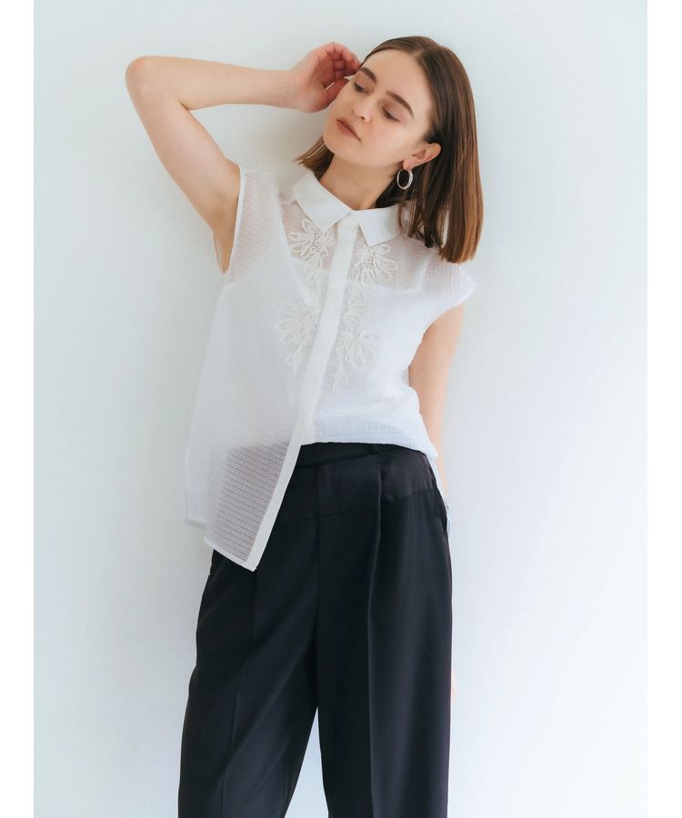 YECCA VECCA「コード刺繍シアーブラウス」|シャツ・ブラウス|