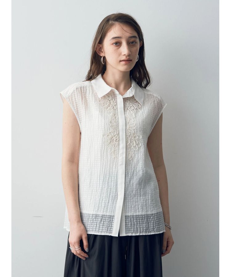YECCA VECCA「コード刺繍シアーブラウス」|シャツ・ブラウス|