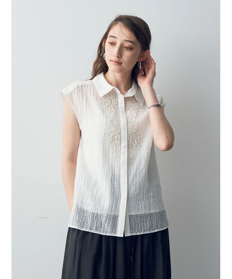 YECCA VECCA「コード刺繍シアーブラウス」|シャツ・ブラウス|