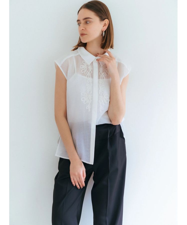 YECCA VECCA「コード刺繍シアーブラウス」|シャツ・ブラウス|