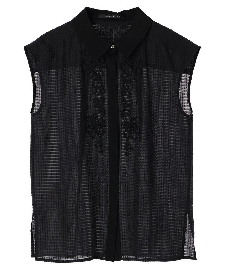 YECCA VECCA「コード刺繍シアーブラウス」|シャツ・ブラウス|