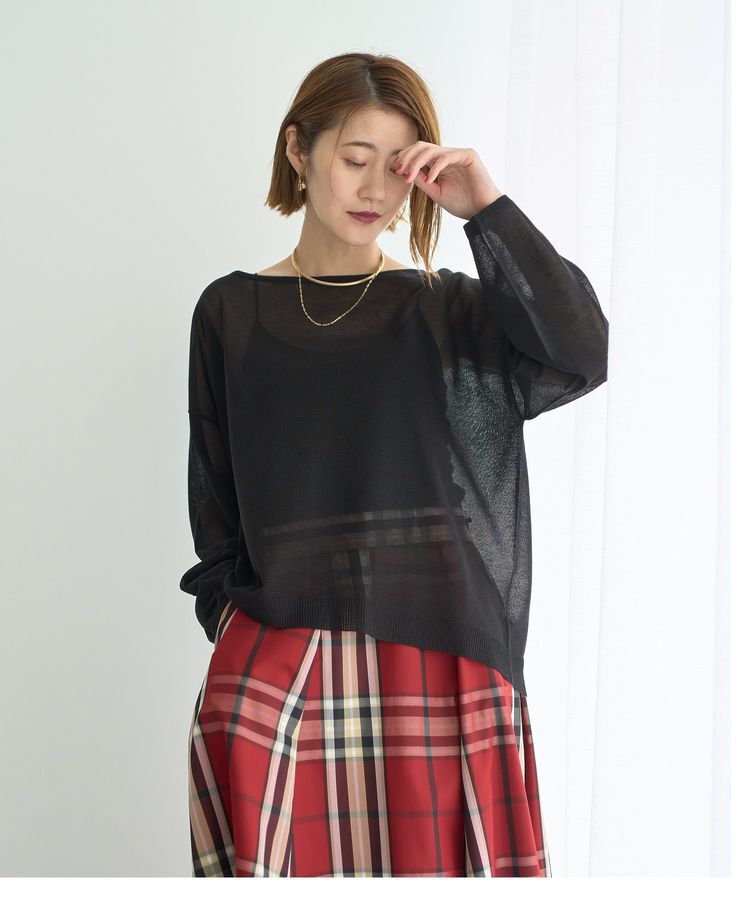 YECCA VECCA「シアーニットプルオーバー」|ニット・セーター|