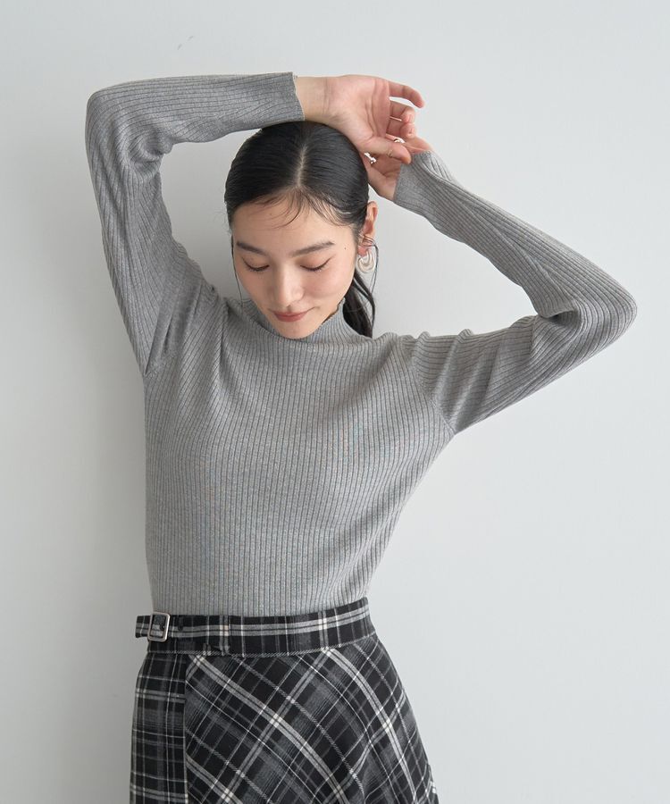 YECCA VECCA「ラメ混ハイネックリブニット」|ニット・セーター|Gray