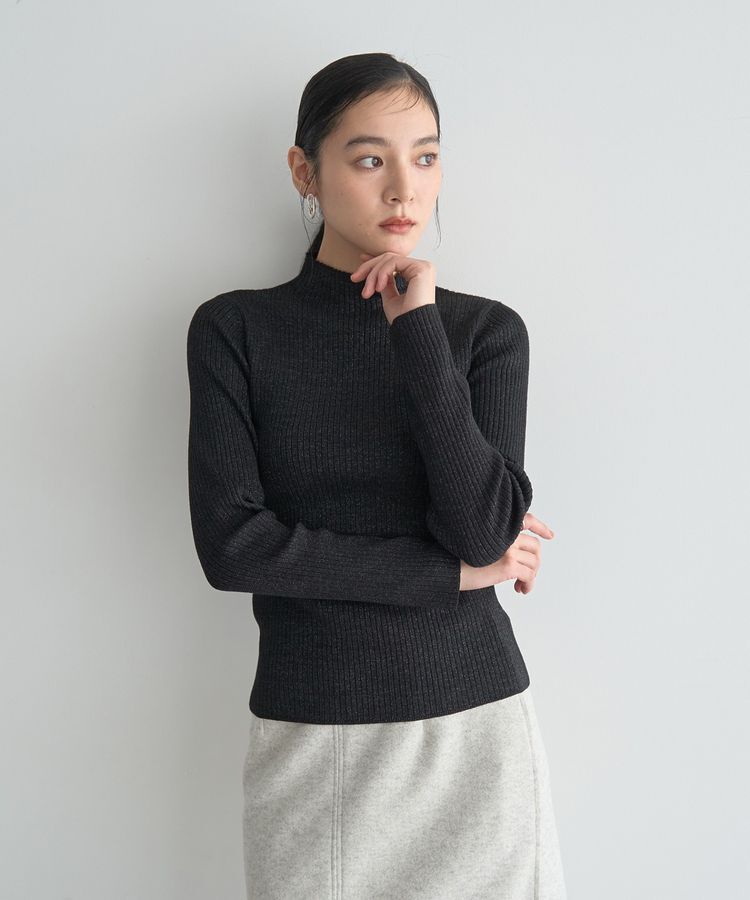 YECCA VECCA「ラメ混ハイネックリブニット」|ニット・セーター|