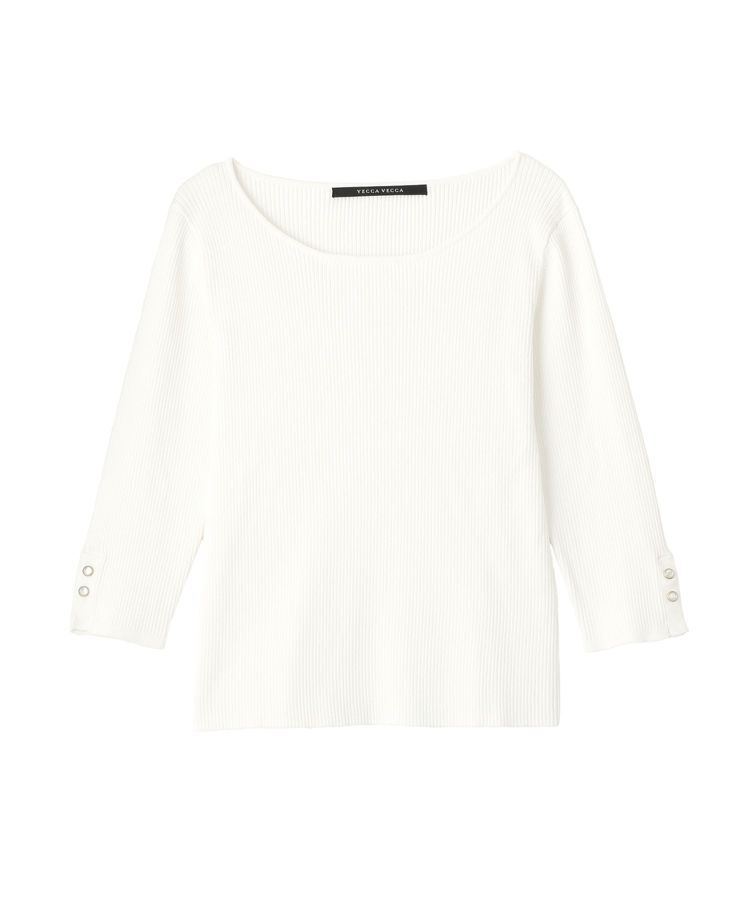 YECCA VECCA「袖釦7分袖リブニット」|ニット・セーター|