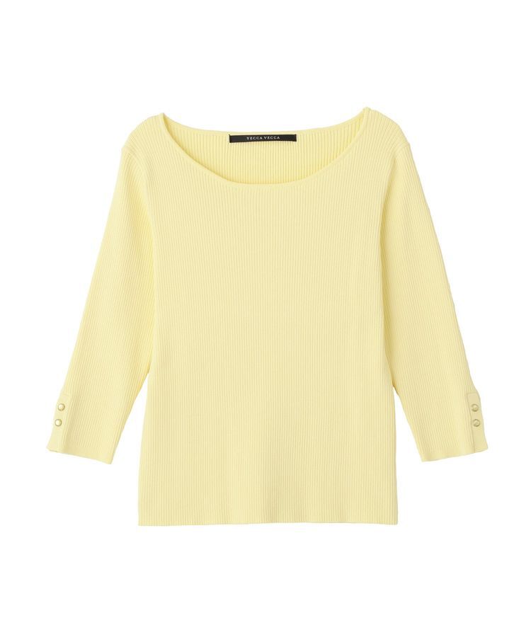 YECCA VECCA「袖釦7分袖リブニット」|ニット・セーター|Yellow