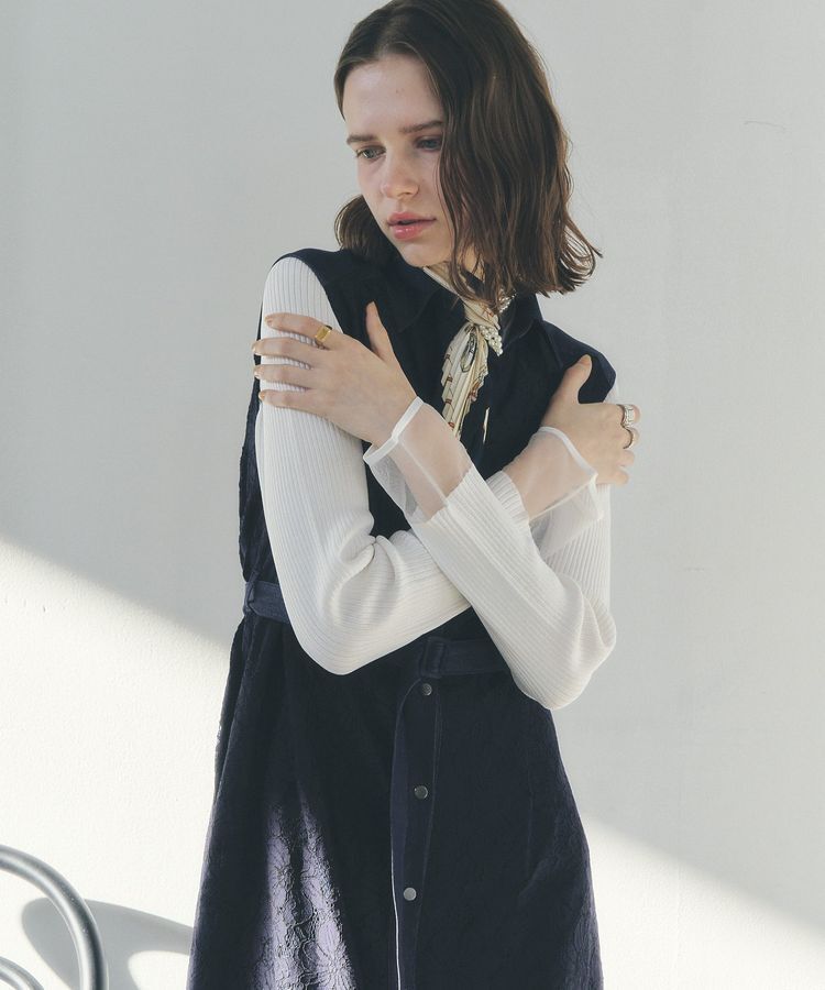 YECCA VECCA「袖口シアーリブニット」|ニット・セーター|