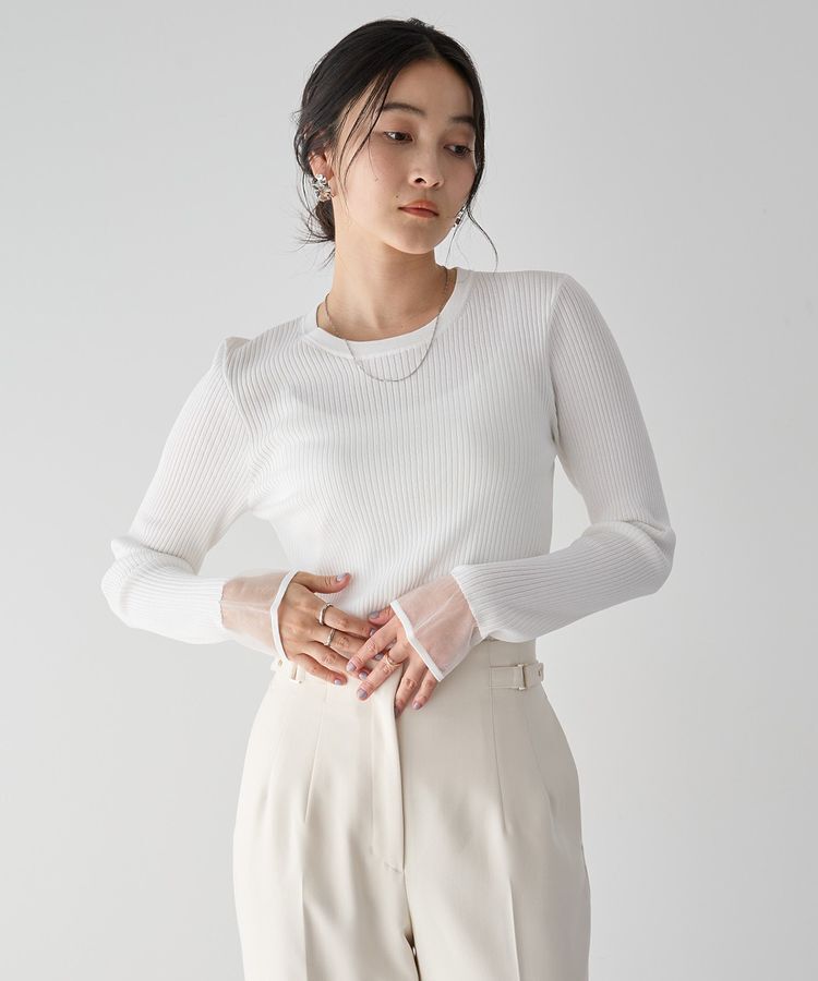 YECCA VECCA「袖口シアーリブニット」|ニット・セーター|